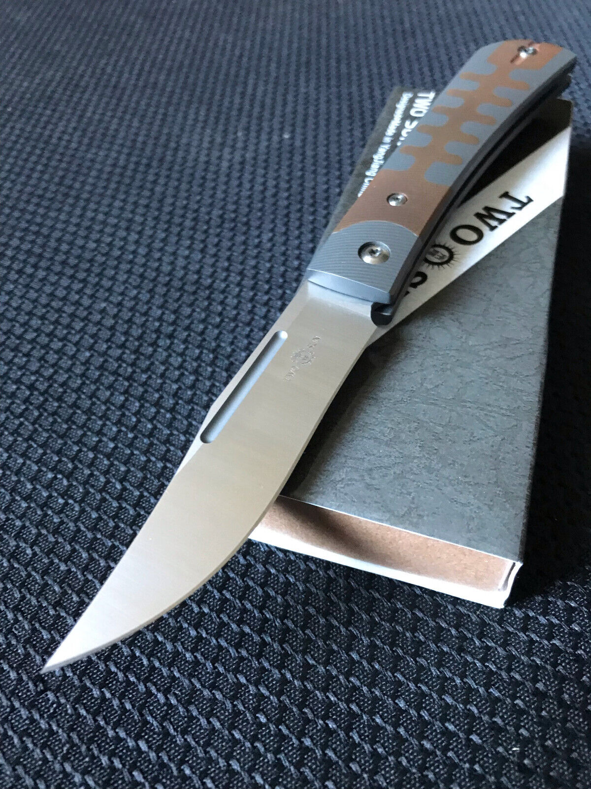 TWOSUN TS123 M390 SLIP JOINT KNIFE TITANIUM  COPPER INLAY HANDLE