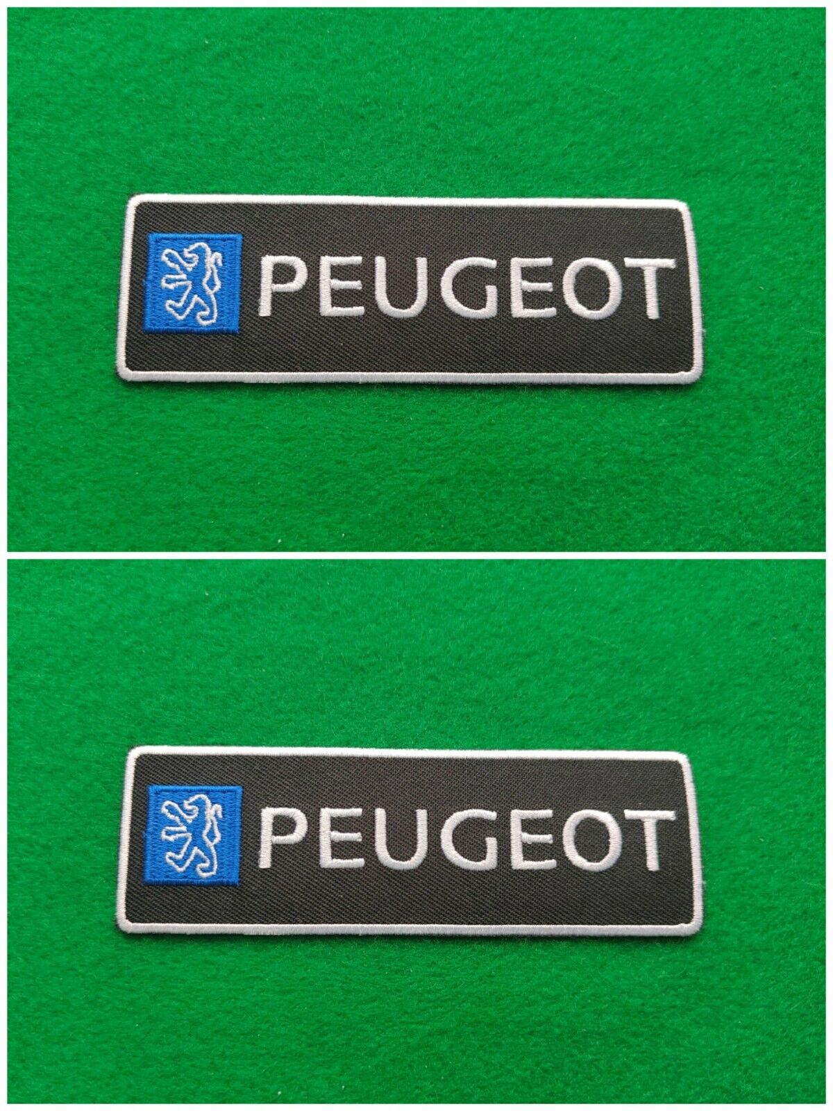 A Pair Of 2 Peugeot Motor Racing Car Motorsport Badges Sew / Iron On Patch
