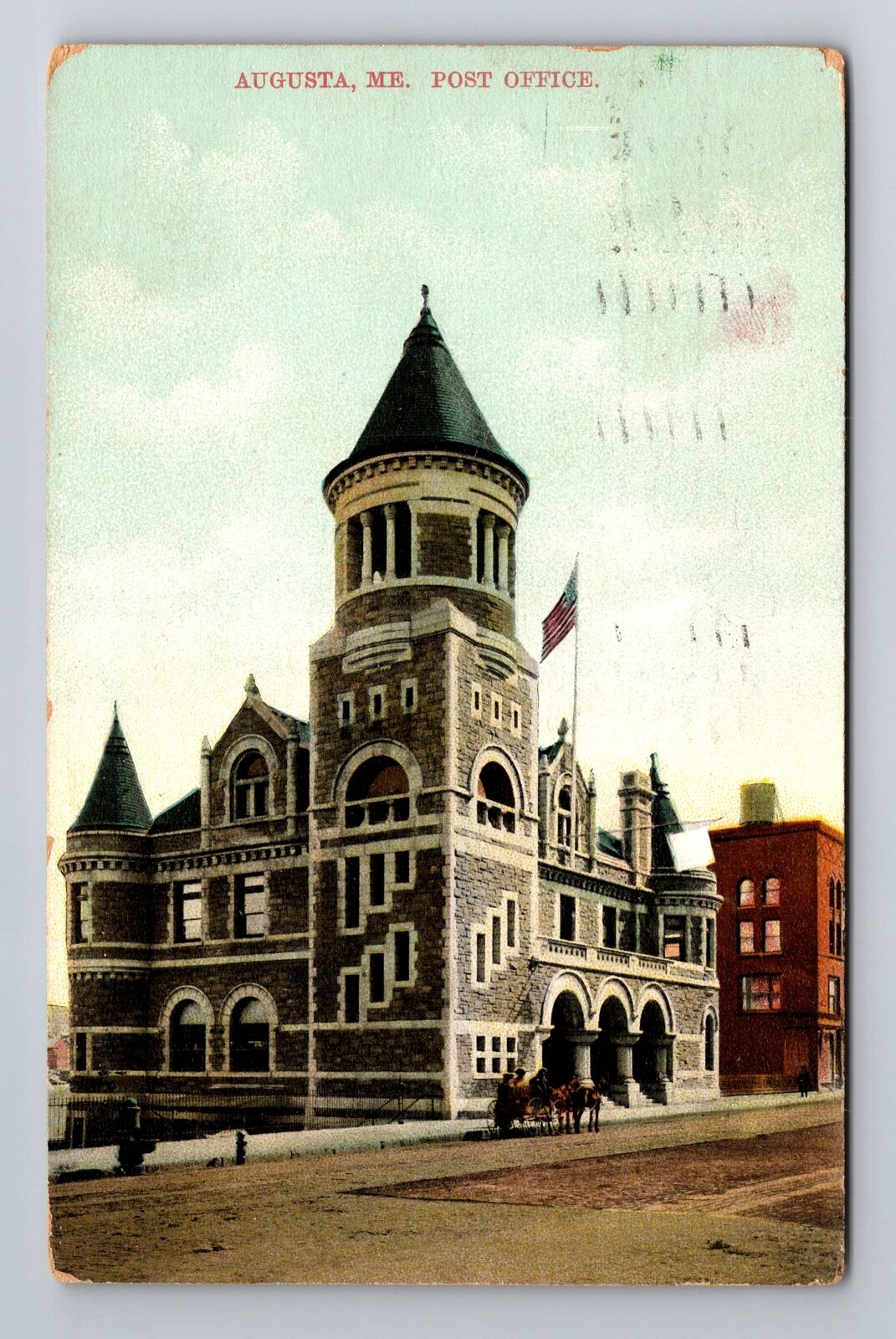 Augusta ME-Maine, United States Post Office, Antique, Vintage c1910 Postcard