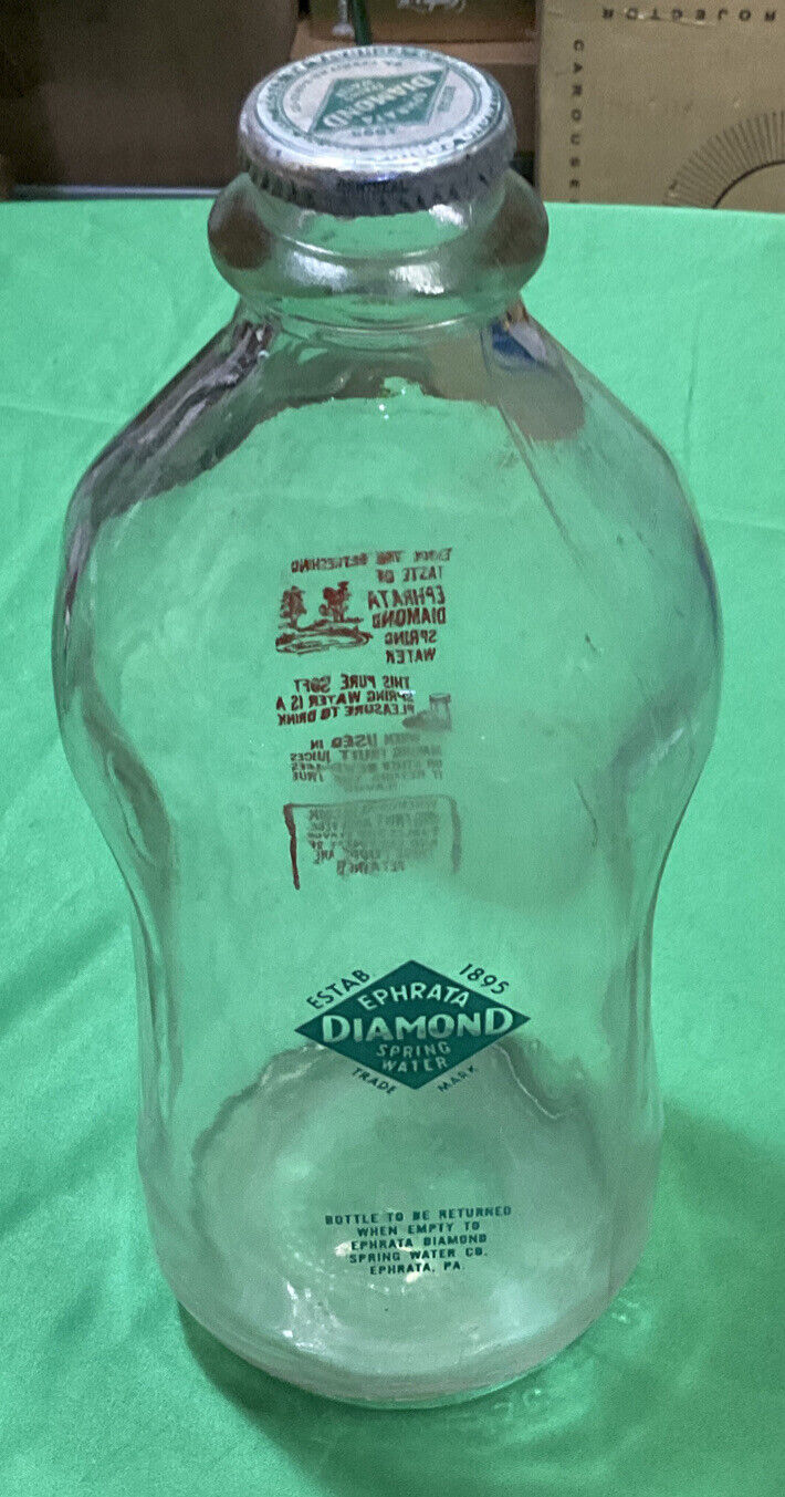 VTG -1895 - Half Gallon Diamond Spring Water Bottle Ephrata, PA.empty.
