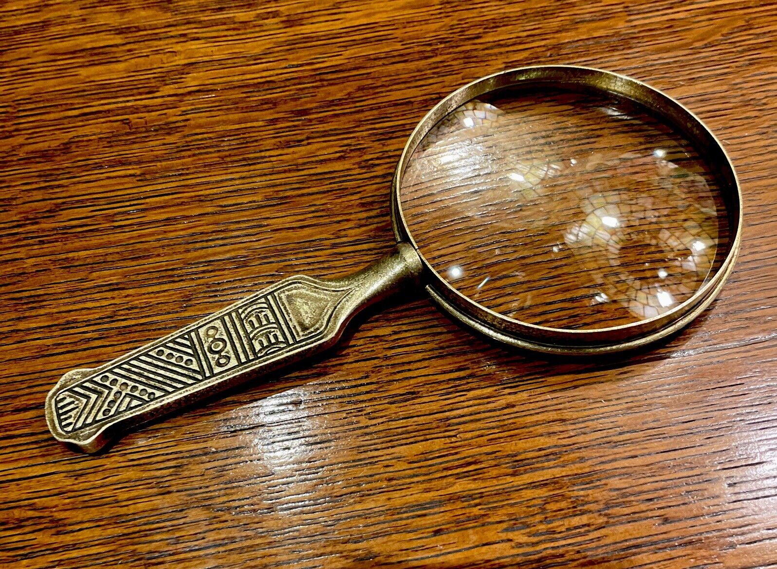 Antique Tiffany Studios NewYork#1195 American Indian Magnifying Glass:Perfection