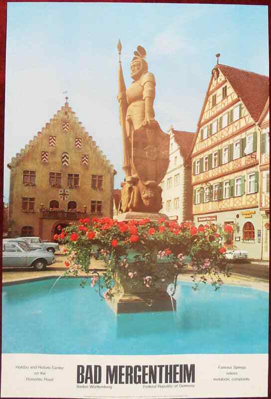 Original Poster Germany Bad Mergentheim Fountain Baden