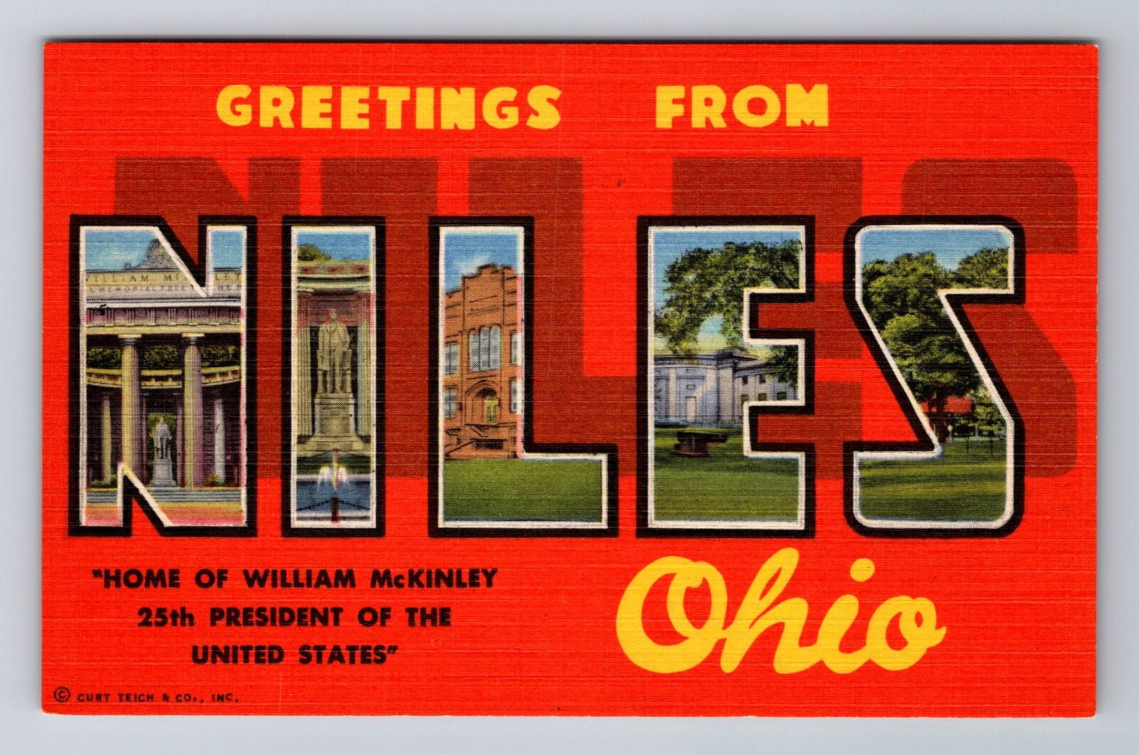 Niles OH-Ohio, General Large Letter Greeting, Antique Vintage Souvenir Postcard