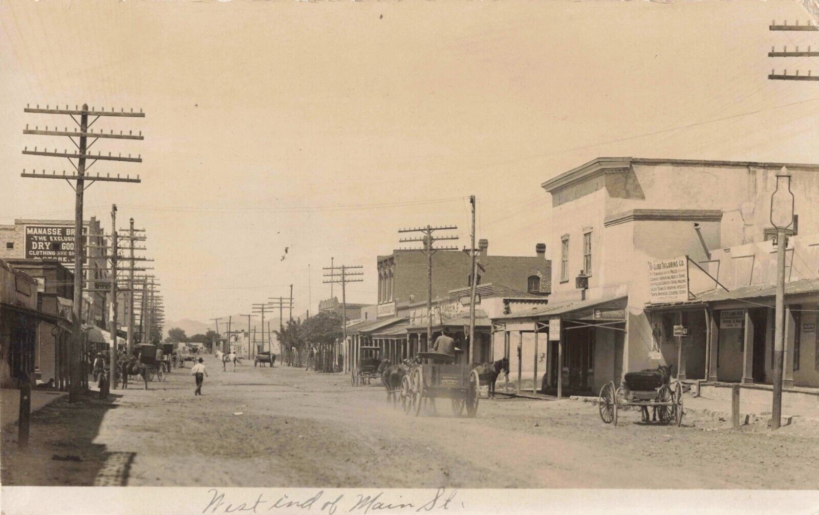 West End Main Street Las Cruces New Mexico NM c1910 Real Photo RPPC
