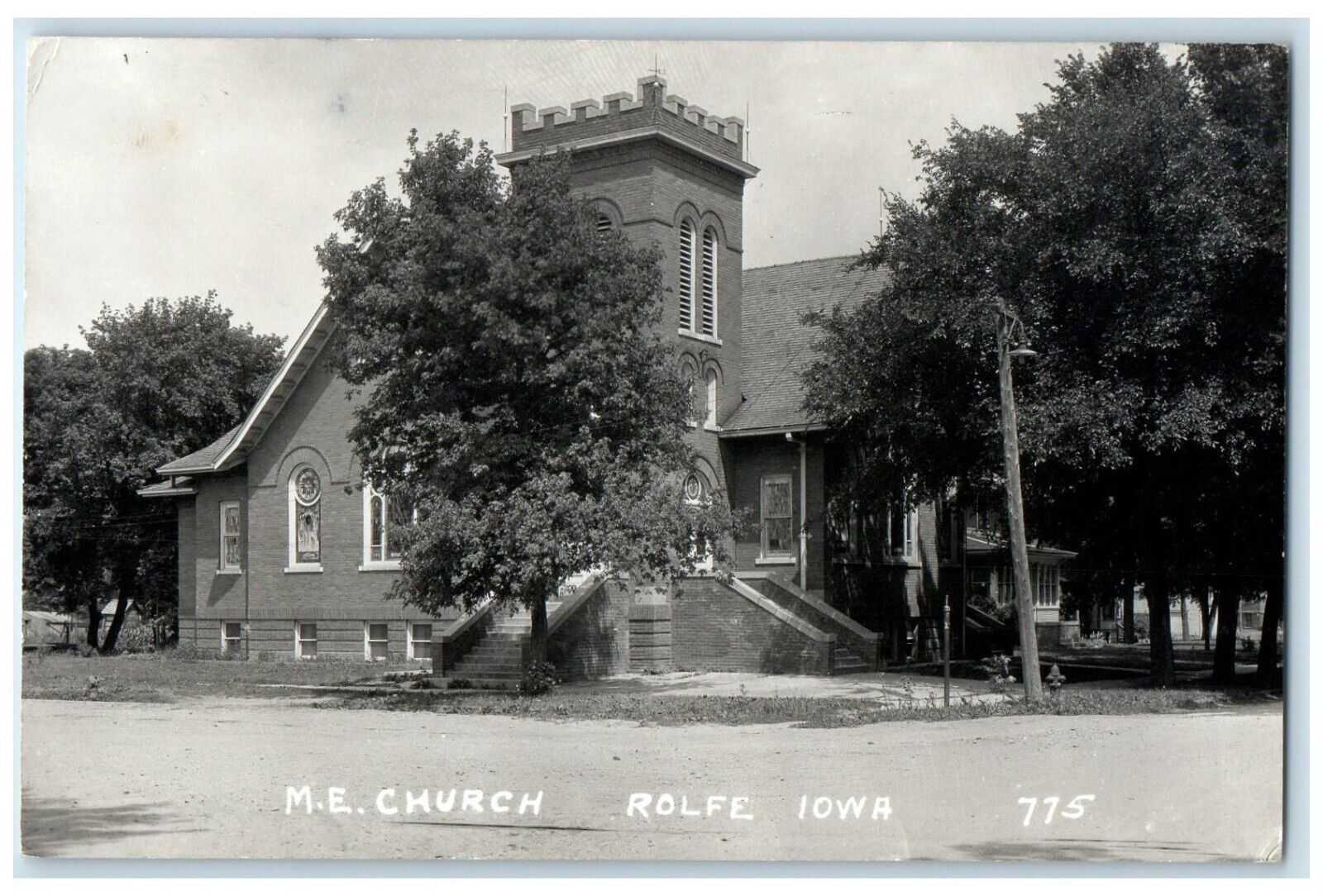 c1940's ME Church Dirt Road Scene Rolfe Iowa IA RPPC Photo Vintage Postcard
