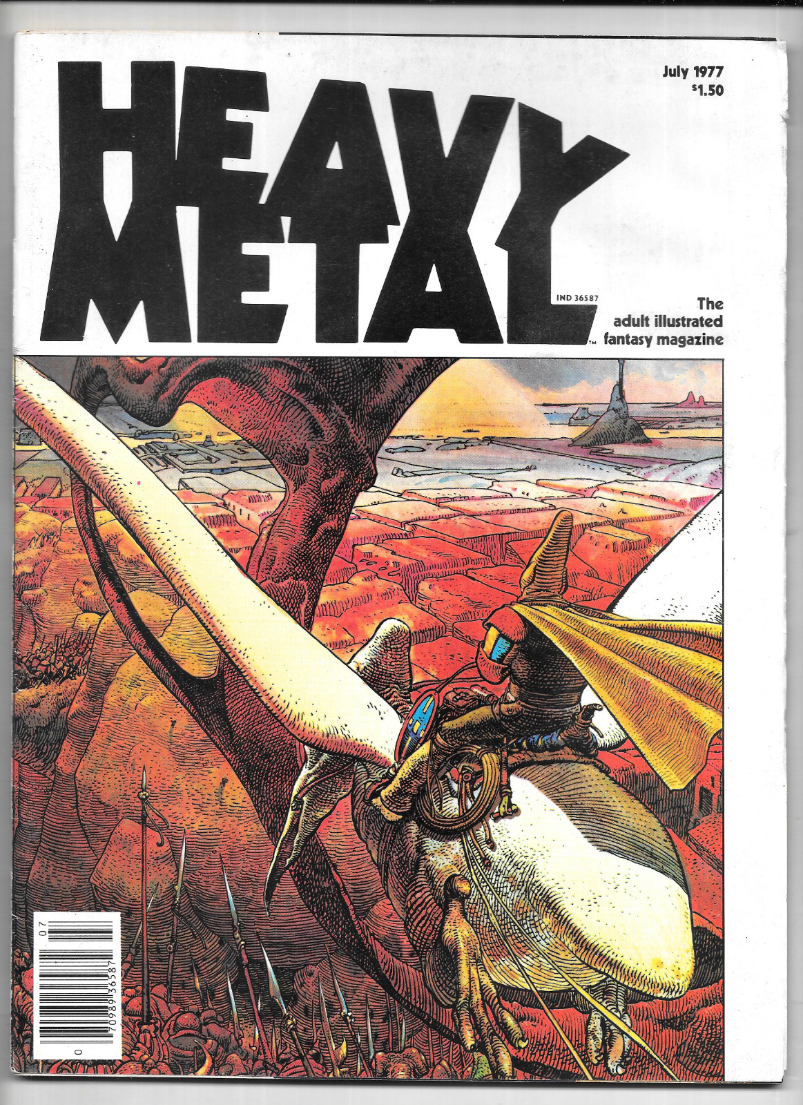 Heavy Metal Magazine #4 July 1977 VTG Newsstand + Card Arzach Moebius Bode FN/VF