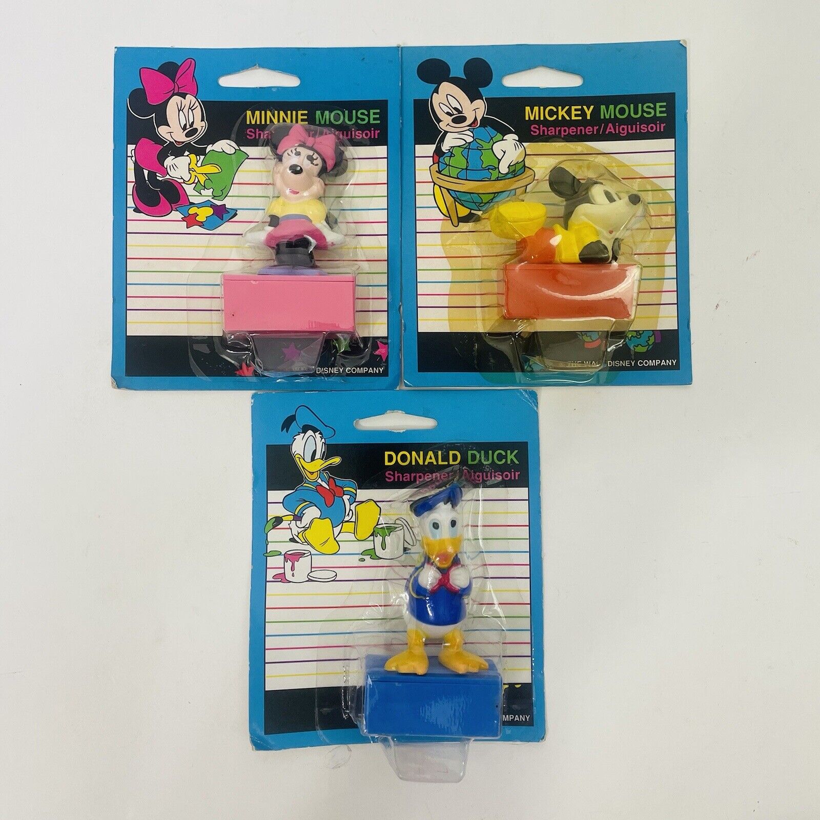 Vintage Disney Pencil Sharpener Lot of 3 Berol Mickey Minnie Mouse Donald Duck