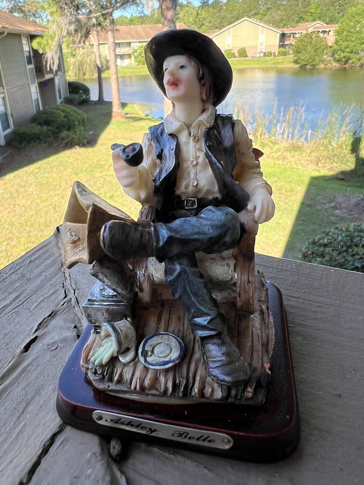Vintage Ashley Belle Western Cowboy Series With Gramophone And Smoking