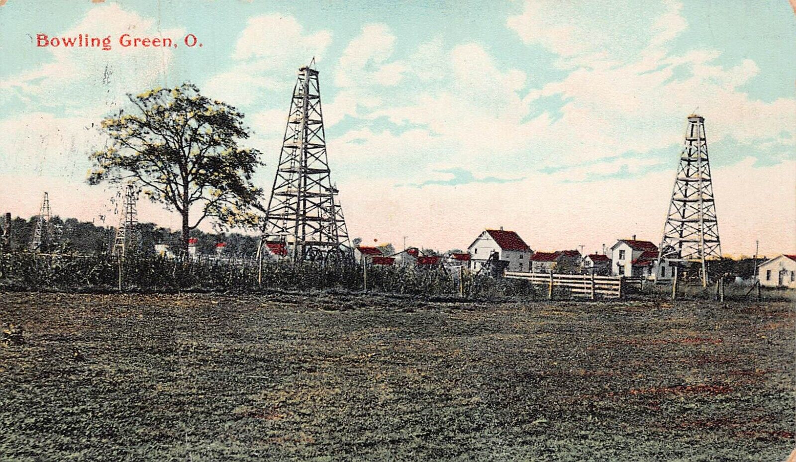 Bowling Green OH Ohio Oil Wells Field Petroleum Gas Industry Vtg Postcard A30
