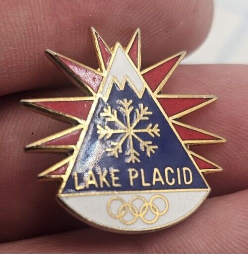 VTG Lapel Pinback Hat Pin Lake Placid Winter Olympics 1980's Pin Enameled 