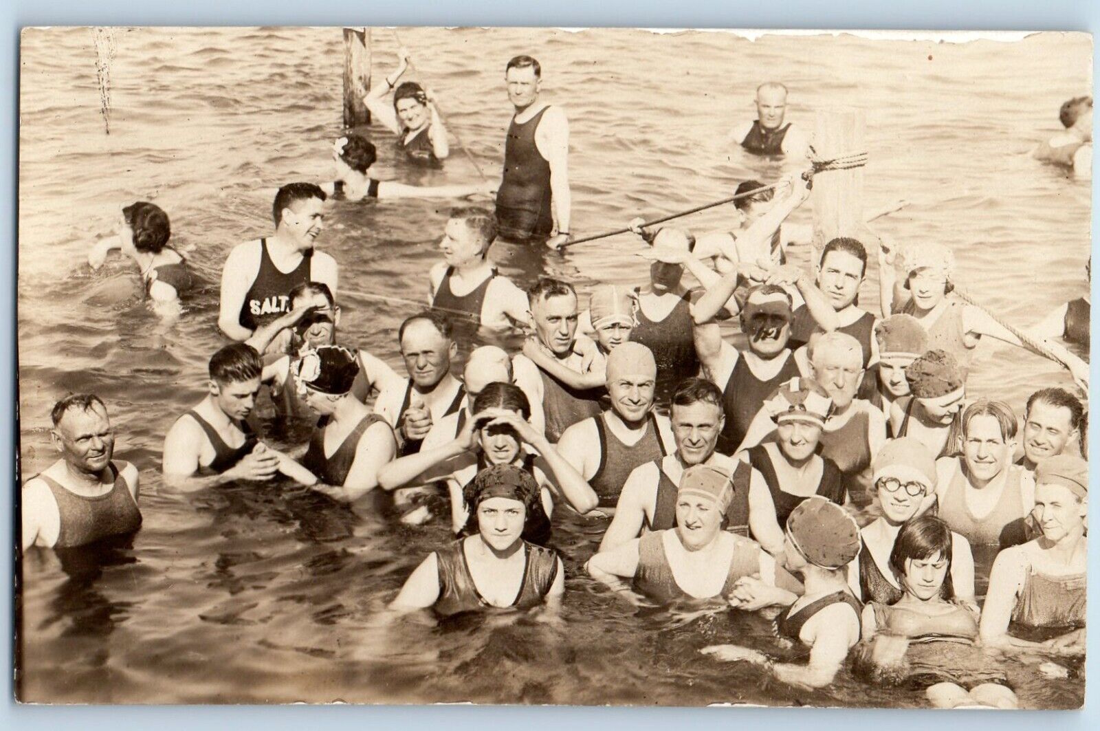 Salt Lake City Utah UT Postcard RPPC Photo Saltair Swimmers c1910's Antique