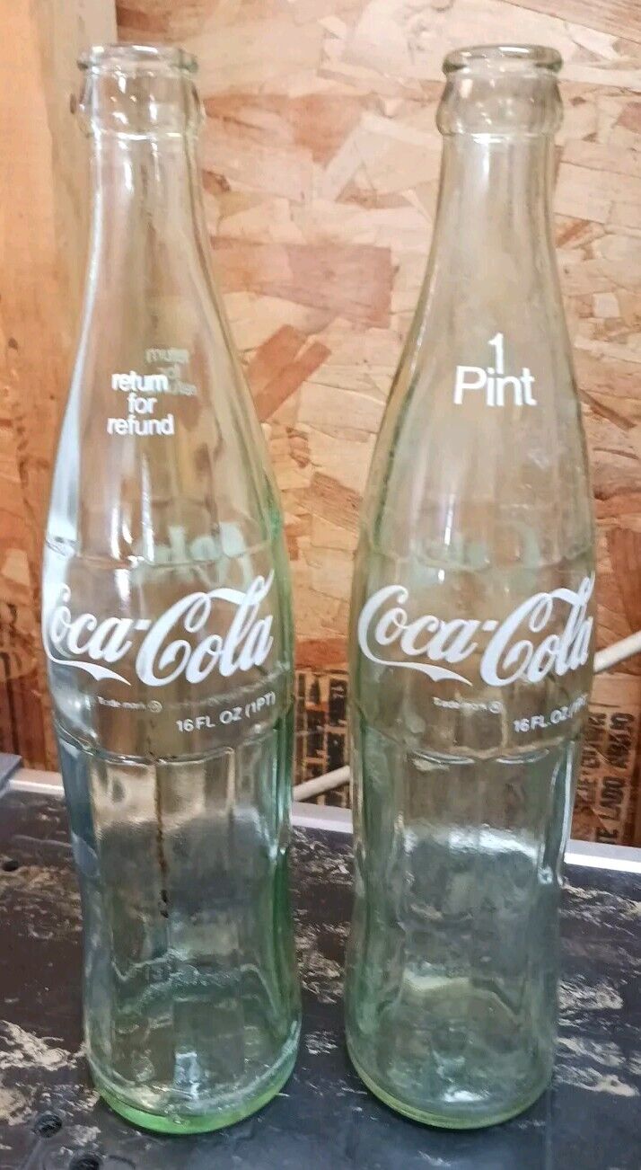 Lot Of 2 Vintage 1 Pint Coke Bottles