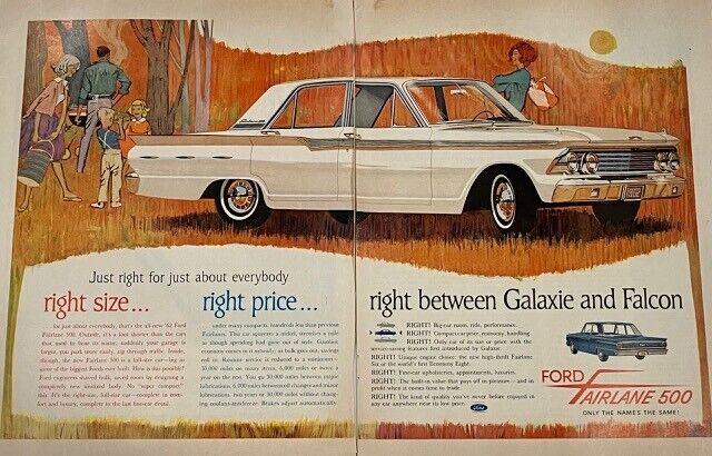 Incredible 1961 Original Ford Fairlane 500 Car Galaxie Falcon Automobile Auto Ad