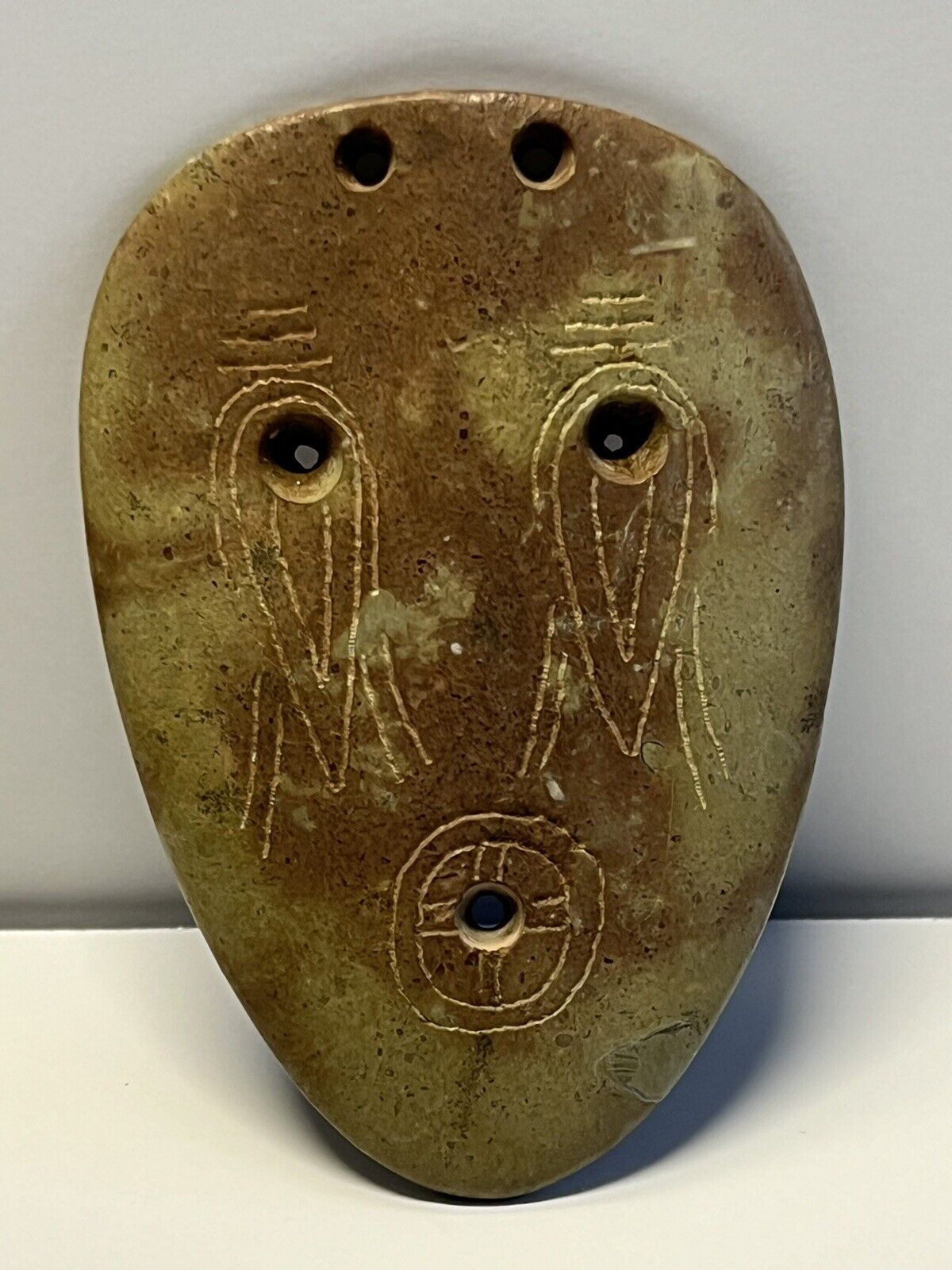 Native American Indian Weeping Face Etched Gorget Pendant; Late 1880-1920s; Lot2