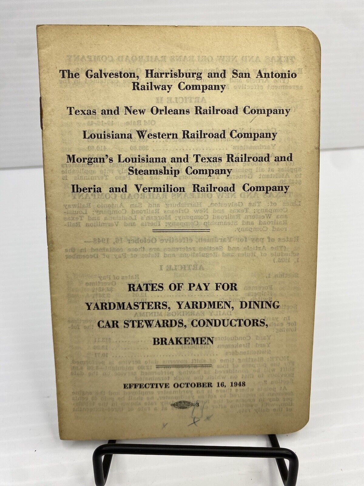 Galveston Harrisburg San Antonio Railway Texas New Orlean LA Railroad Rates 1948