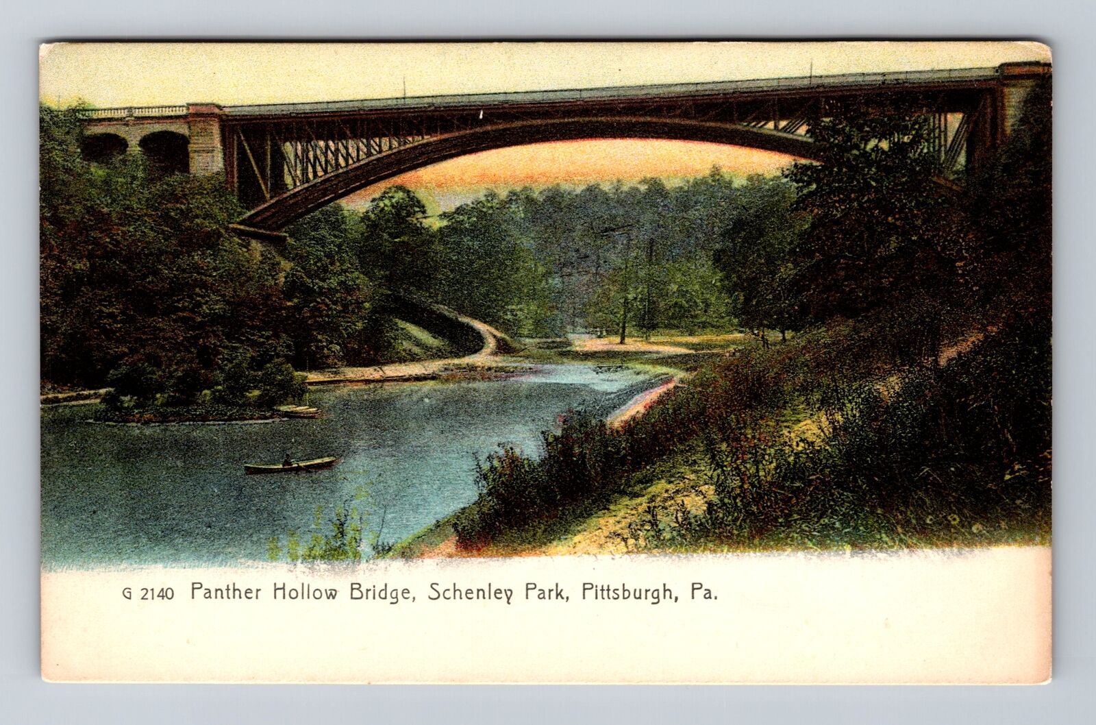 Pittsburgh PA-Pennsylvania, Panther Hollow Bridge Schenley Park Vintage Postcard