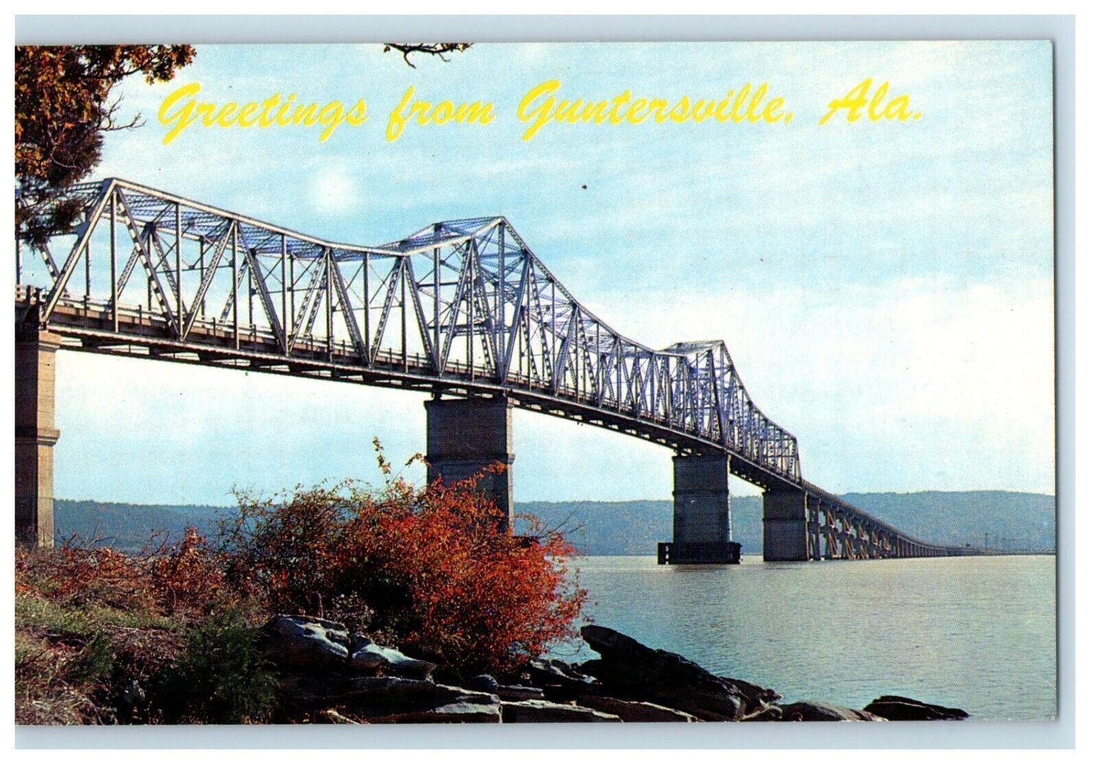 Greetings From Guntersville Alaska AK, Guntersville Lake Bridge Postcard