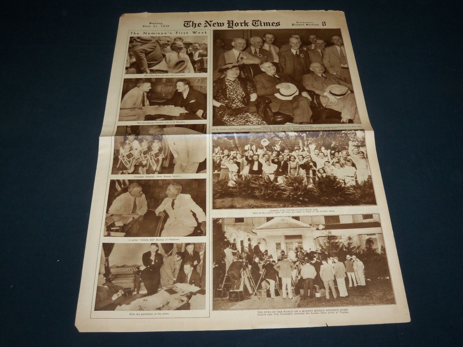 1936 JUNE 21 NEW YORK TIMES ROTO PICTURE SECTION - ALFA LANDON - NT 9381