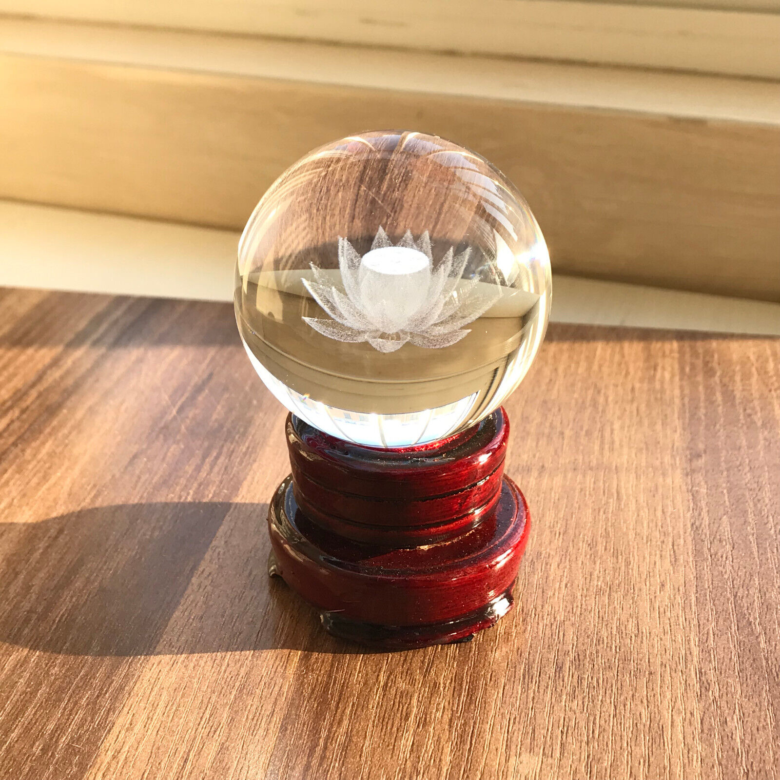 1PCS Clear Glass Sphere Crystal Magic Ball lotus flower Healing