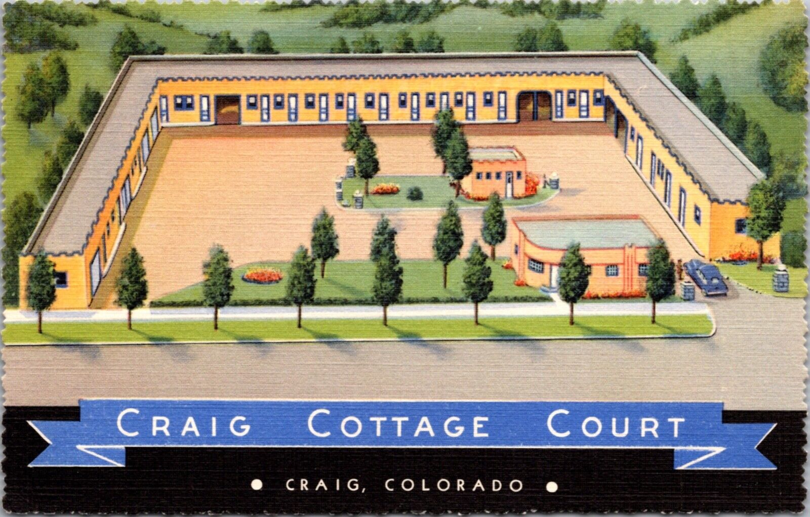 Linen Postcard Craig Cottage Court in Craig, Colorado