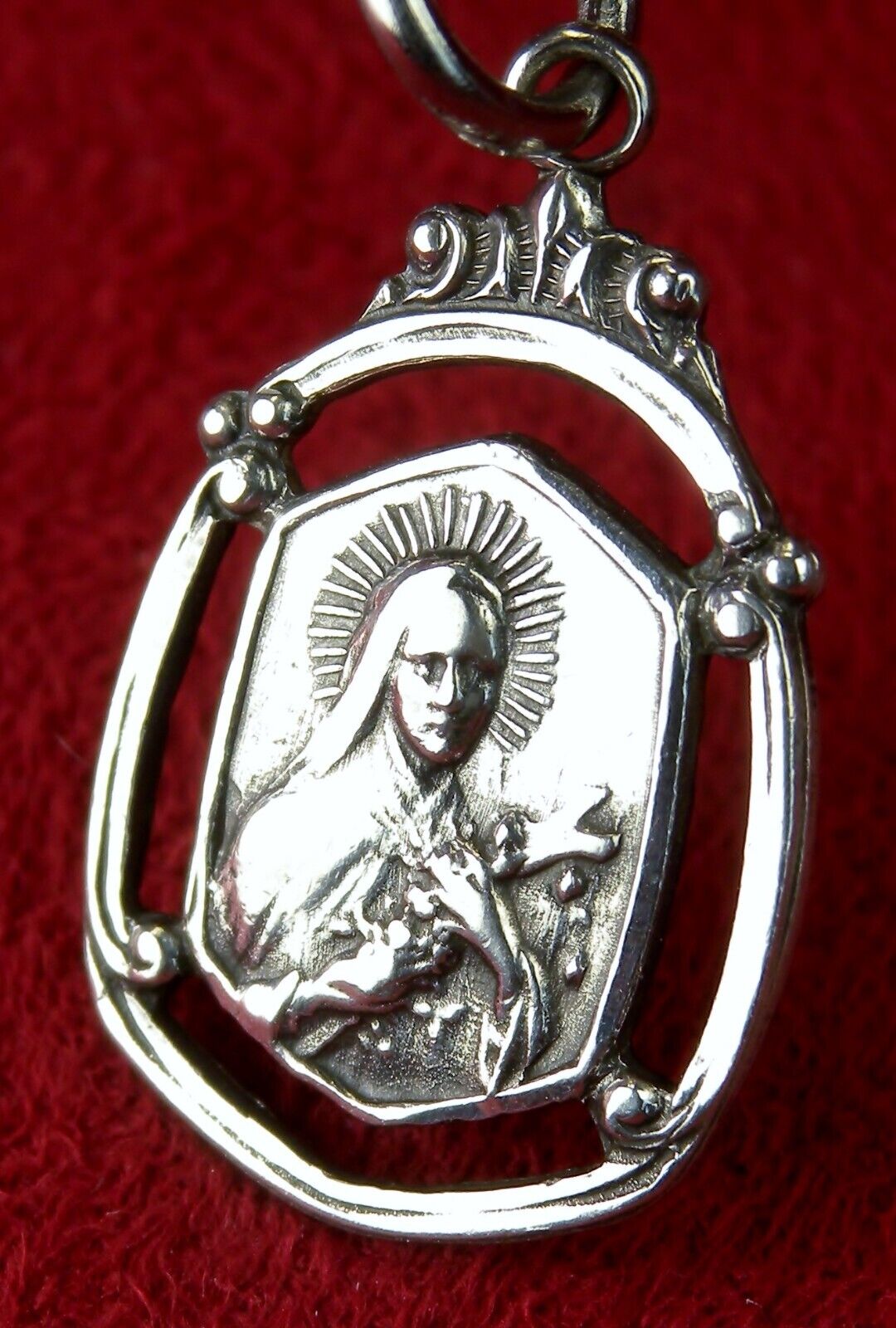 Carmelite Nuns RELIC St Therese Little Flower Shrine Pilgrimage Sterling Medal