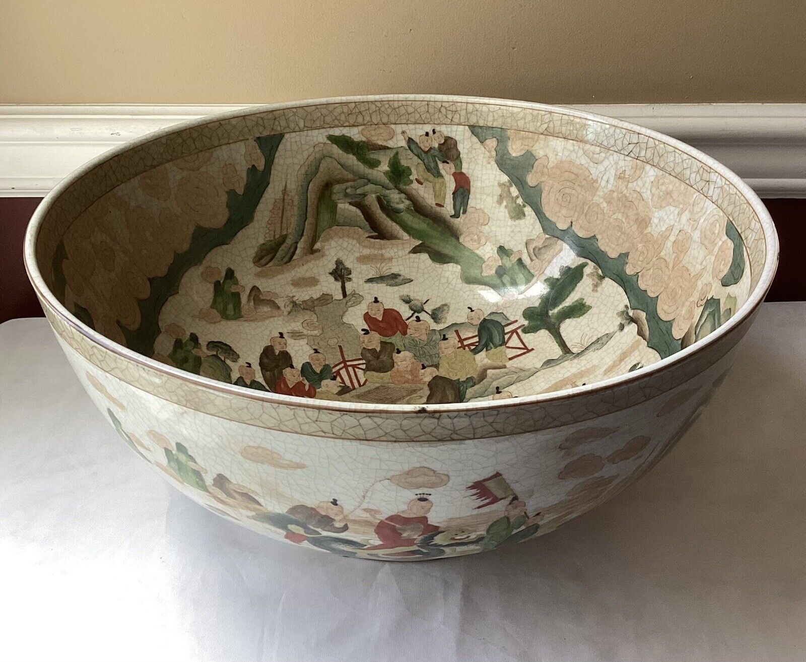 Large VTG Chinese Porcelain Punch Bowl, Speer Collectibles, 16” W, 12 lbs.+