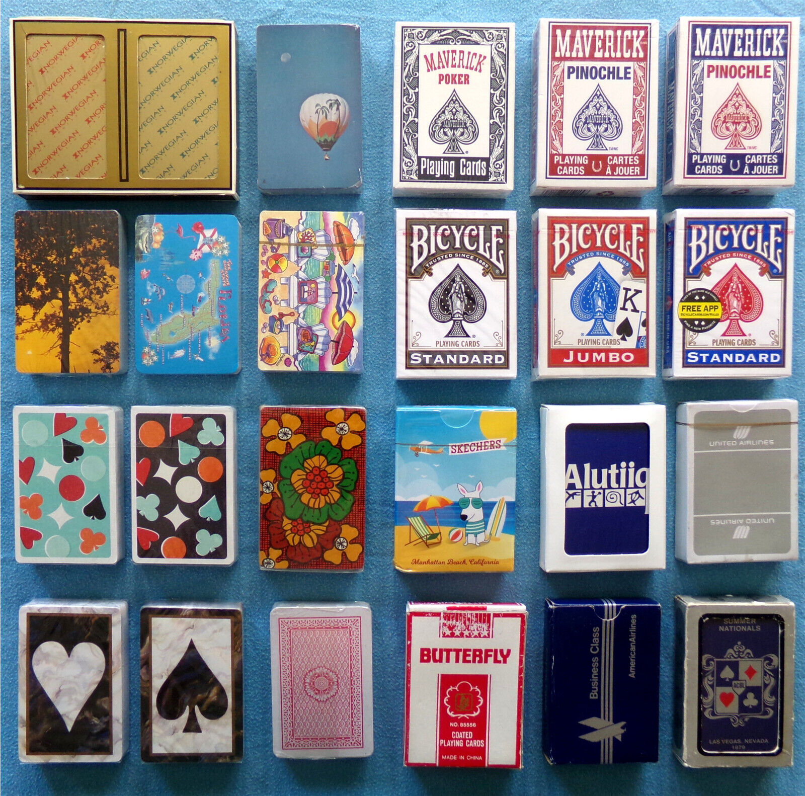 24 SEALED DECKS: Playing Card Deck Lot Vintage New Poker Pinochle Bridge Airline