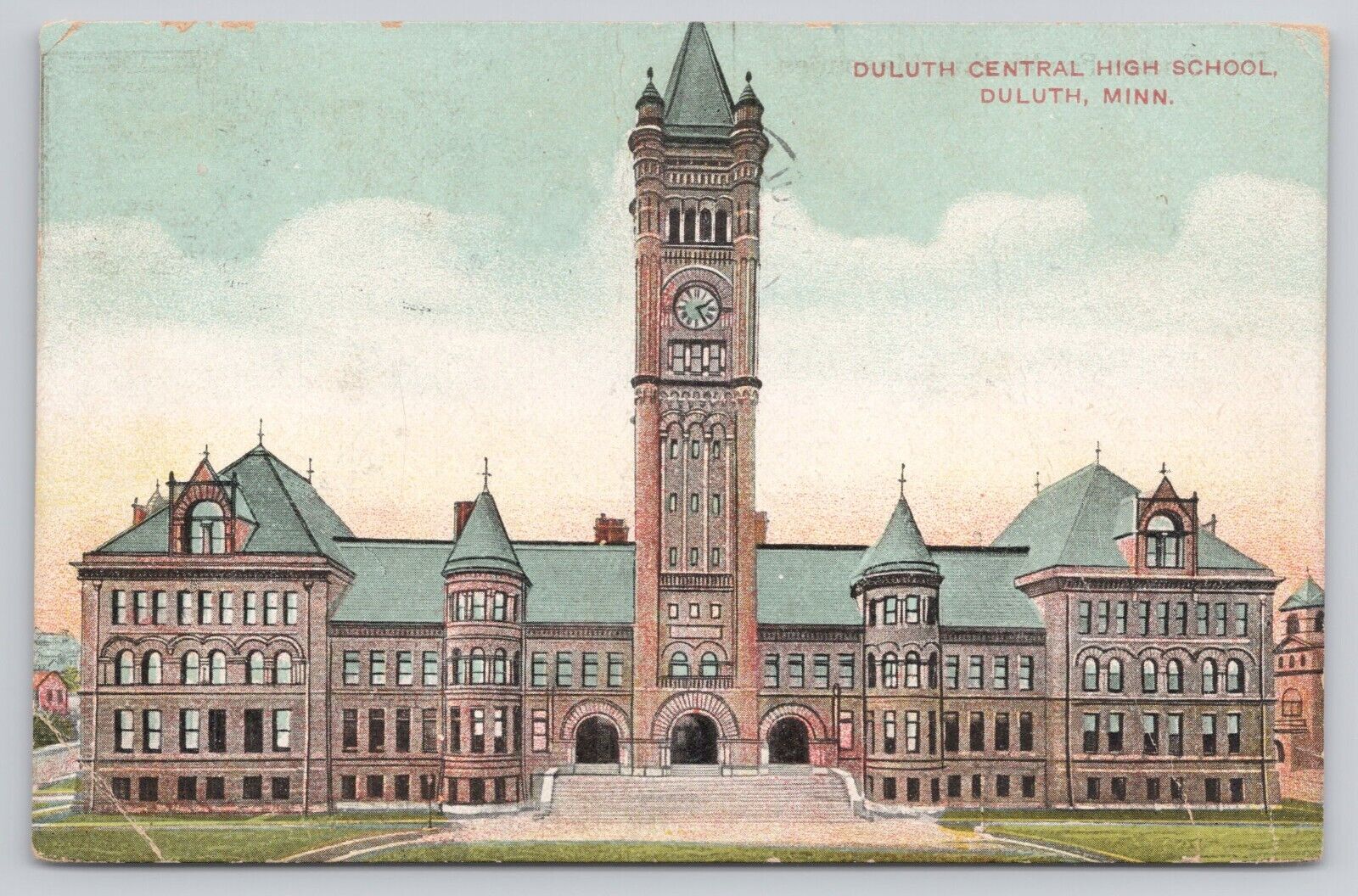 1909 Duluth MN Minnesota Central High School Antique Postcard