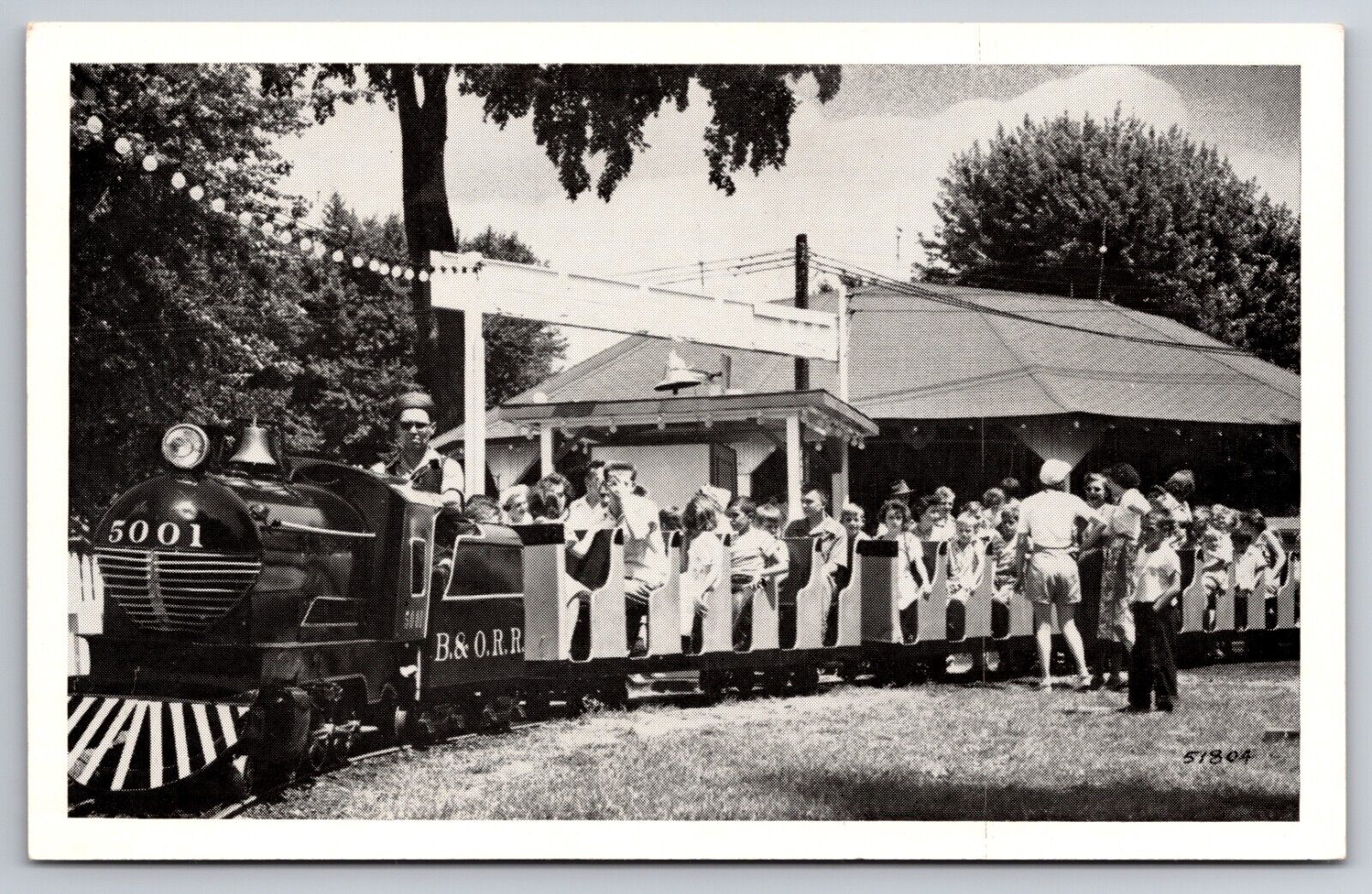 Miniature Train Chippewa Lake Park Ohio OH c1940 Postcard