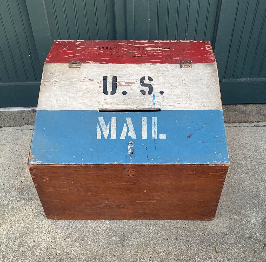 US Mail Post Office Wooden Collection Box Mailbox Vintage Circa 1950’s/60’s USPS
