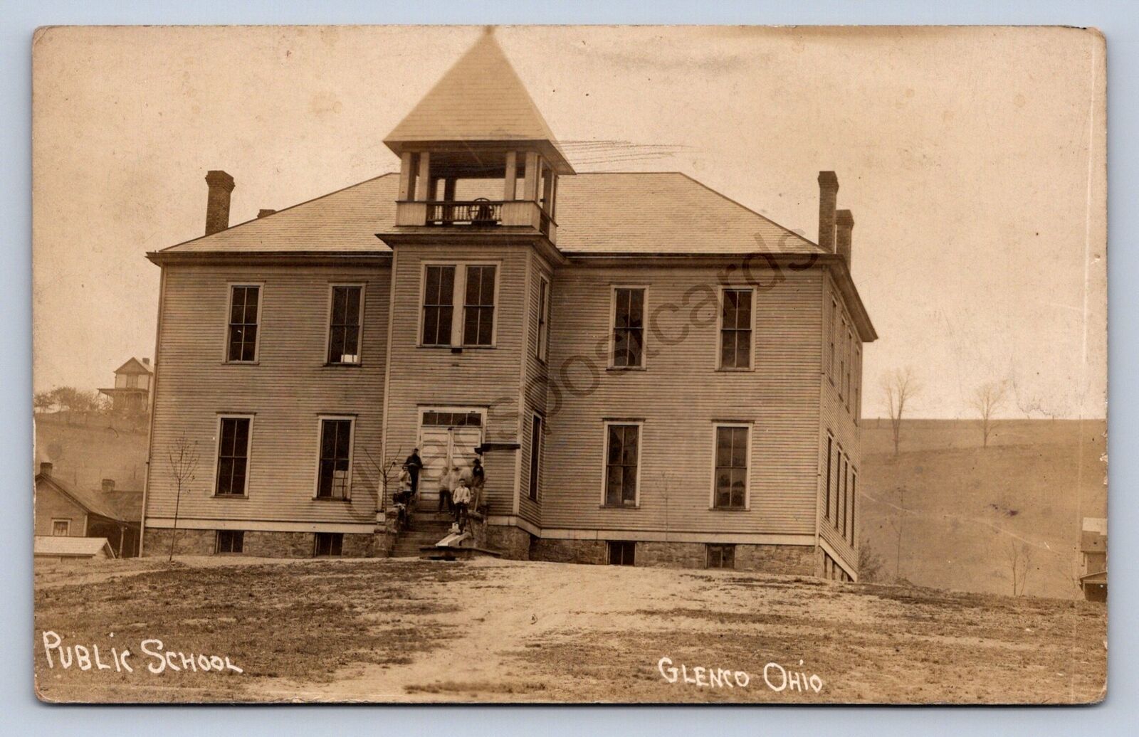J87/ Glencoe Ohio RPPC Postcard c1910 Belmont Public School Building  1637