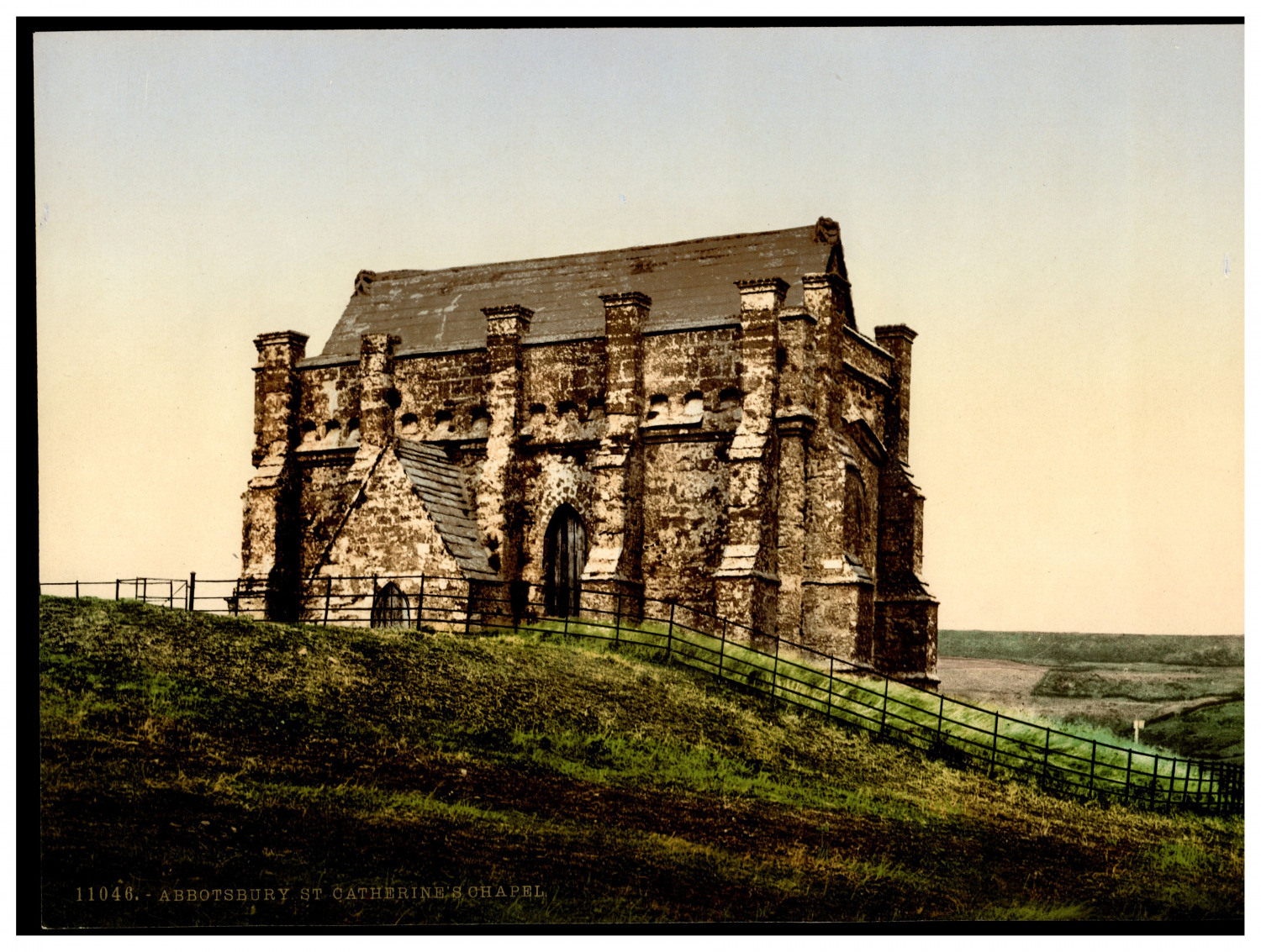 England. Abbostsbury. St. Catherine's Chapel. Vintage Photochrome by P.Z, Phot