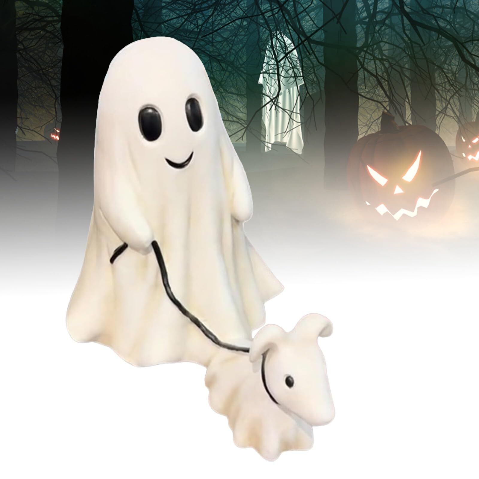 Goblin And Ghoul Ghost Walking Dog,Spooky Ghost Dog Halloween Figurine 25 cm