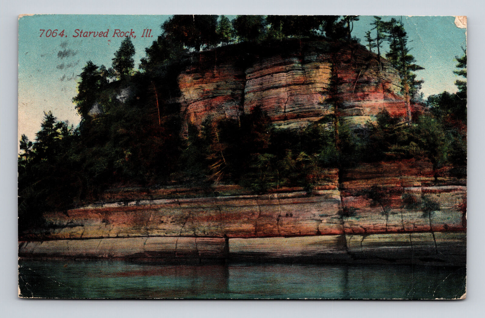 c1914 DB Postcard Starved Rock IL Illinois Rock Formation River