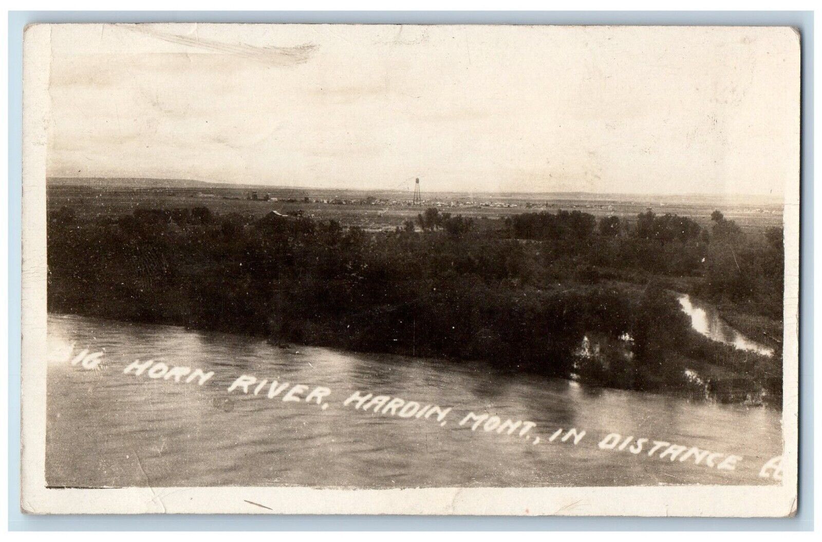 Hardin Montana MT Postcard RPPC Photo View Of Big Horn River c1910's Antique