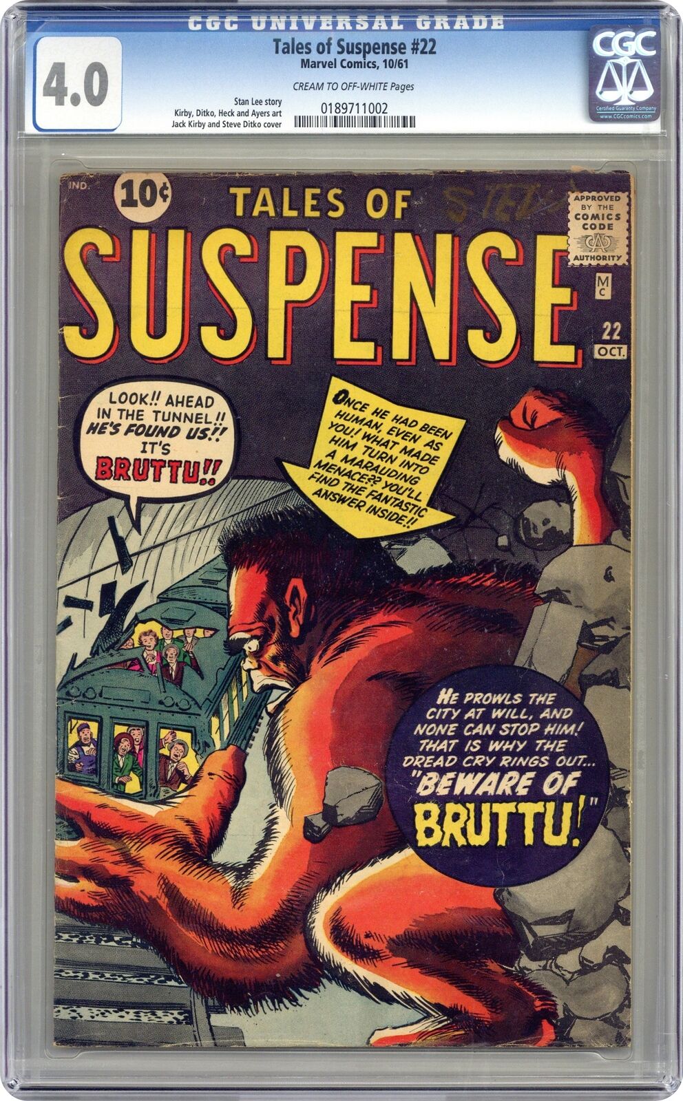 Tales of Suspense #22 CGC 4.0 1961 0189711002