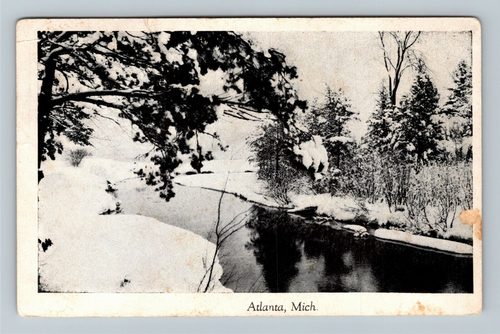 Atlanta MI-Michigan, Scenic Nature View, Winter Water, Vintage Postcard