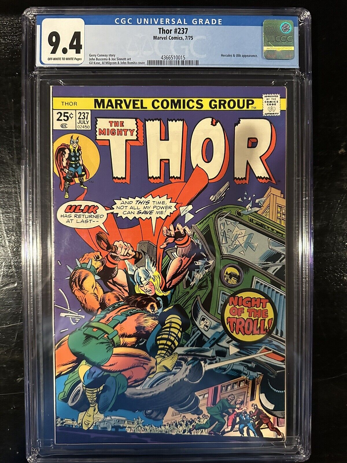 The Mighty Thor #237 CGC 9.4 (Marvel 1975)  Hercules and Ulik appearance
