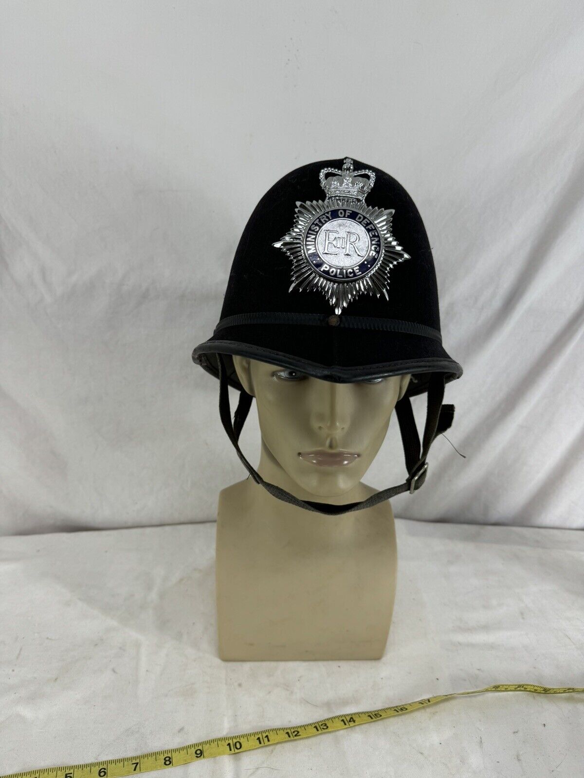 Vintage British Bobby Helmet Ministry Of Defense Police Hat 7- 7 1/2