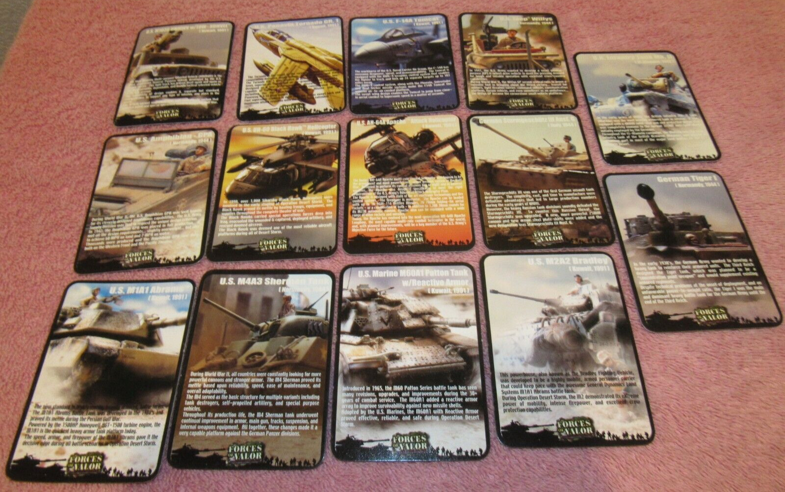 Lot of 14 Forces of Valor ID Cards Tanks, Jets, Helicopters, Vehicles Unimax