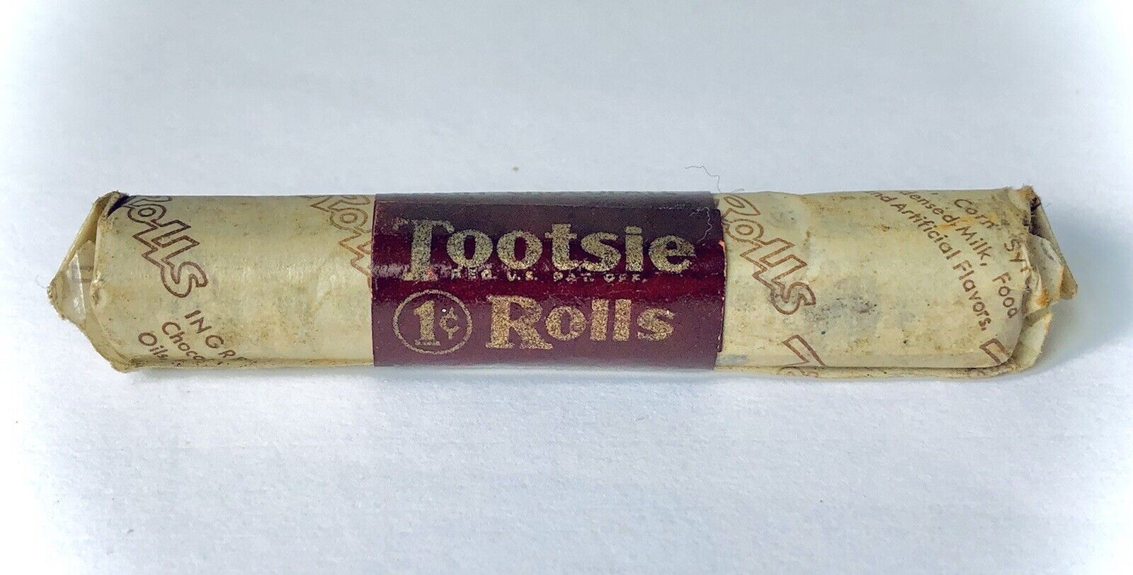 Vintage 1948 Sweets Co. Of America 1 Cent TOOTSIE ROLL 3.5” candy container