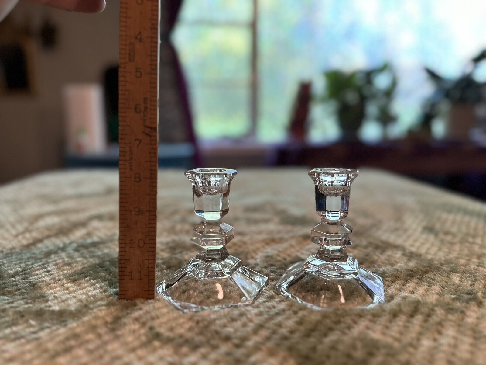 VINTAGE Pair Of 5” Crystal Glass Clear Candlesticks