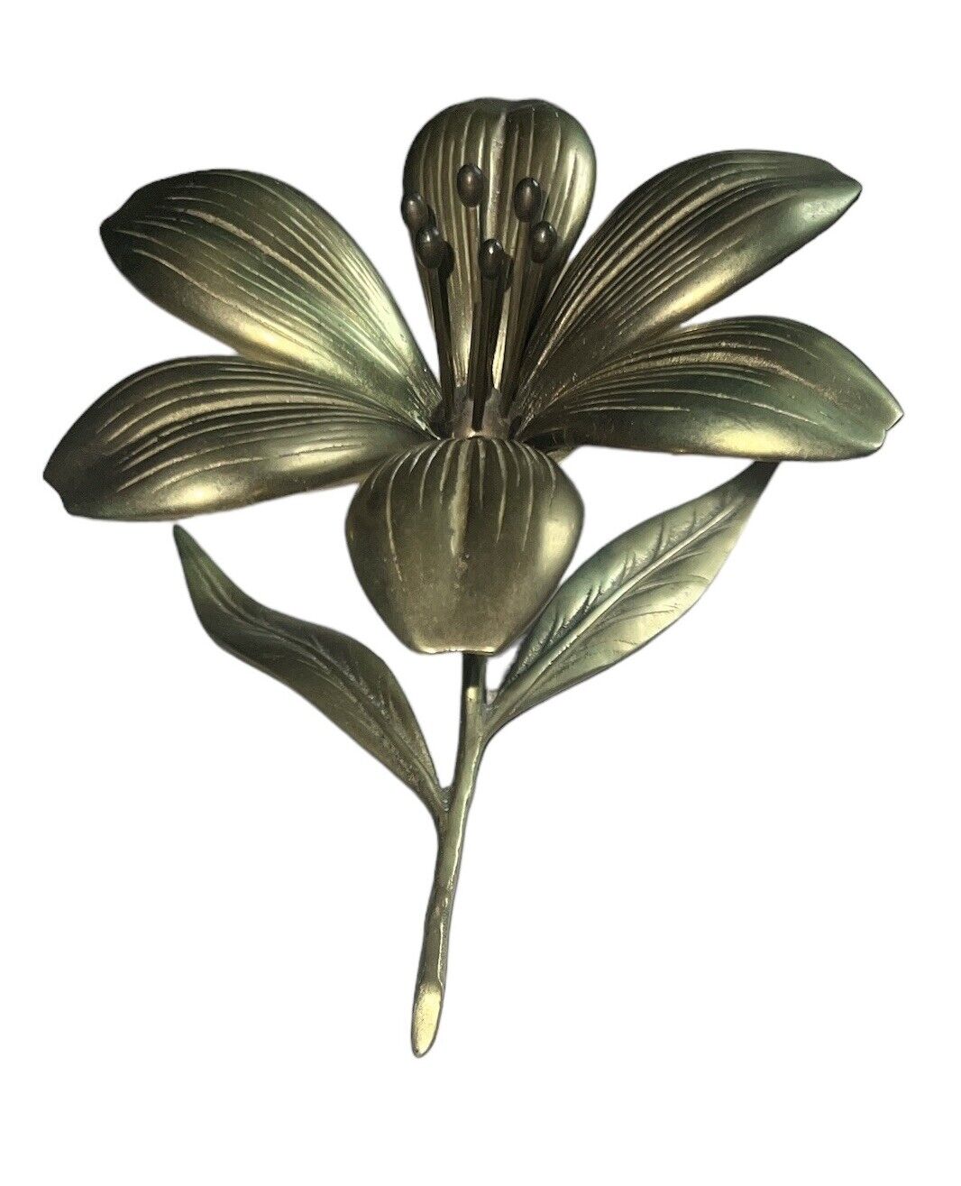 Vintage 60's MCM Brass Lily Lotus Flower w/ Removable Petals Ashtray 