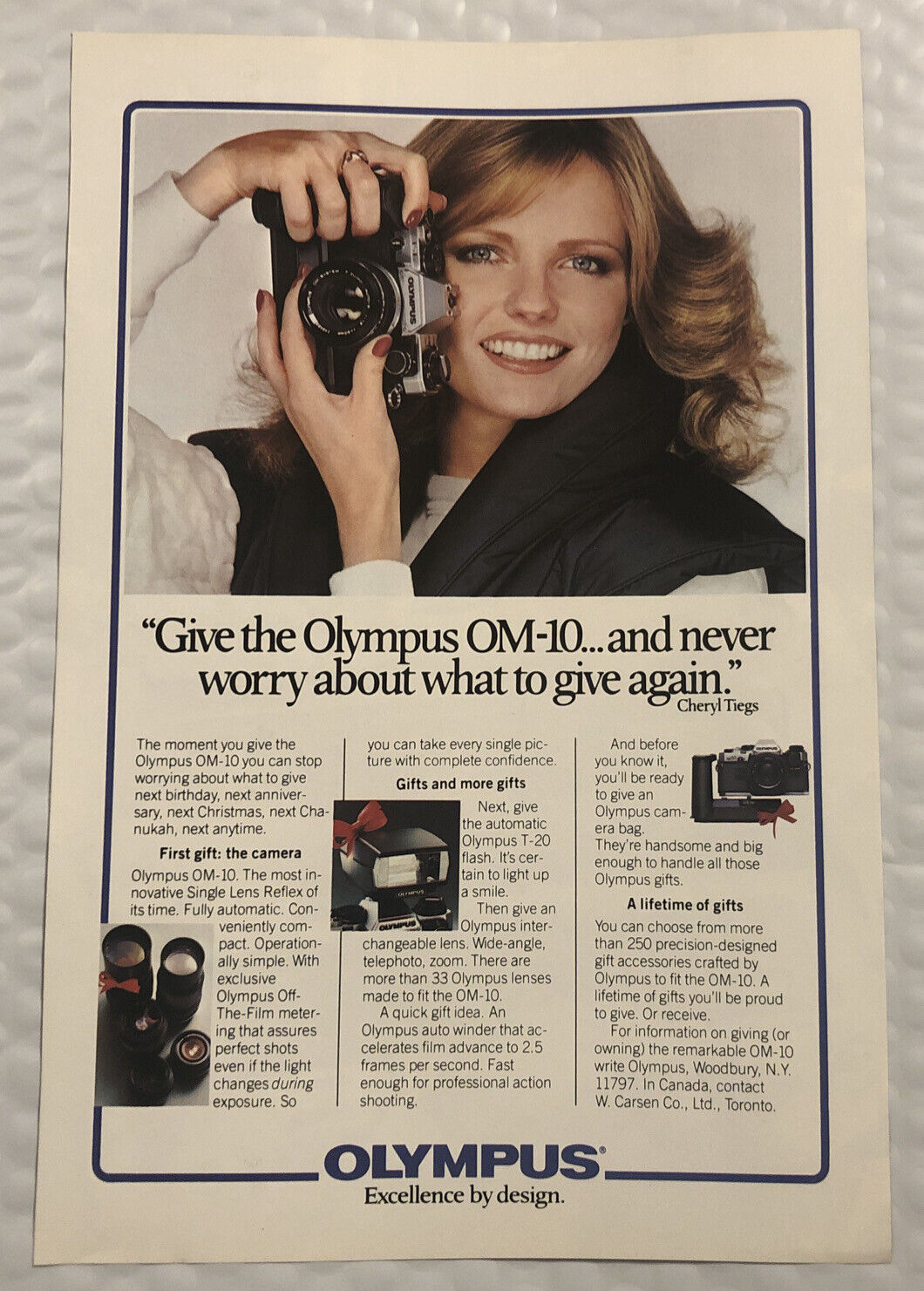 Vintage 1980 Olympus Original Print Ad Full Page Never Worry About What To Give