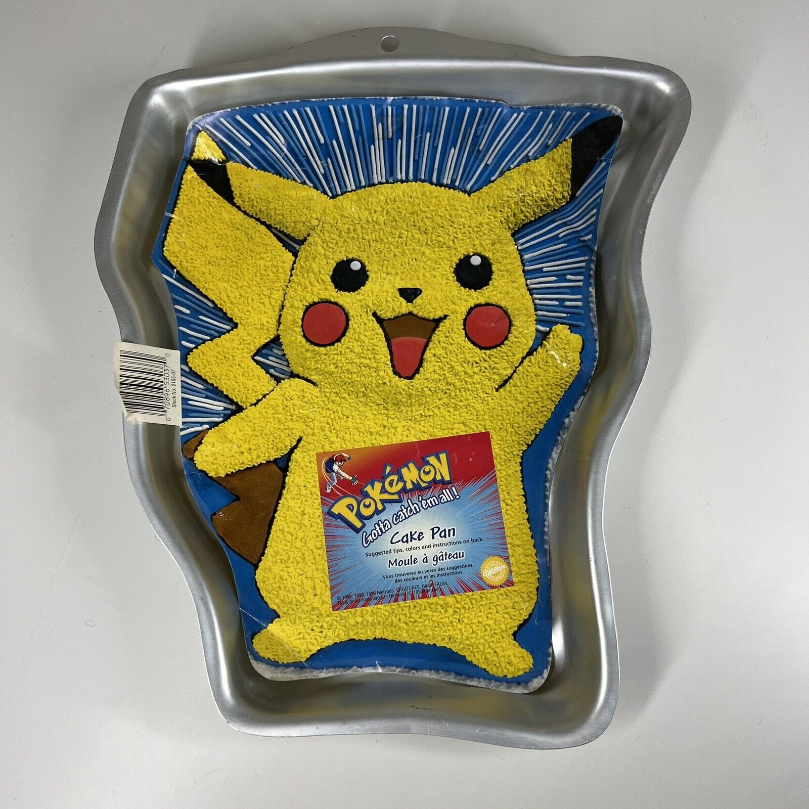 Vintage 1998 Wilton Pokémon Pikachu Birthday Cake Pan Tin Mold 2105-37 Nintendo