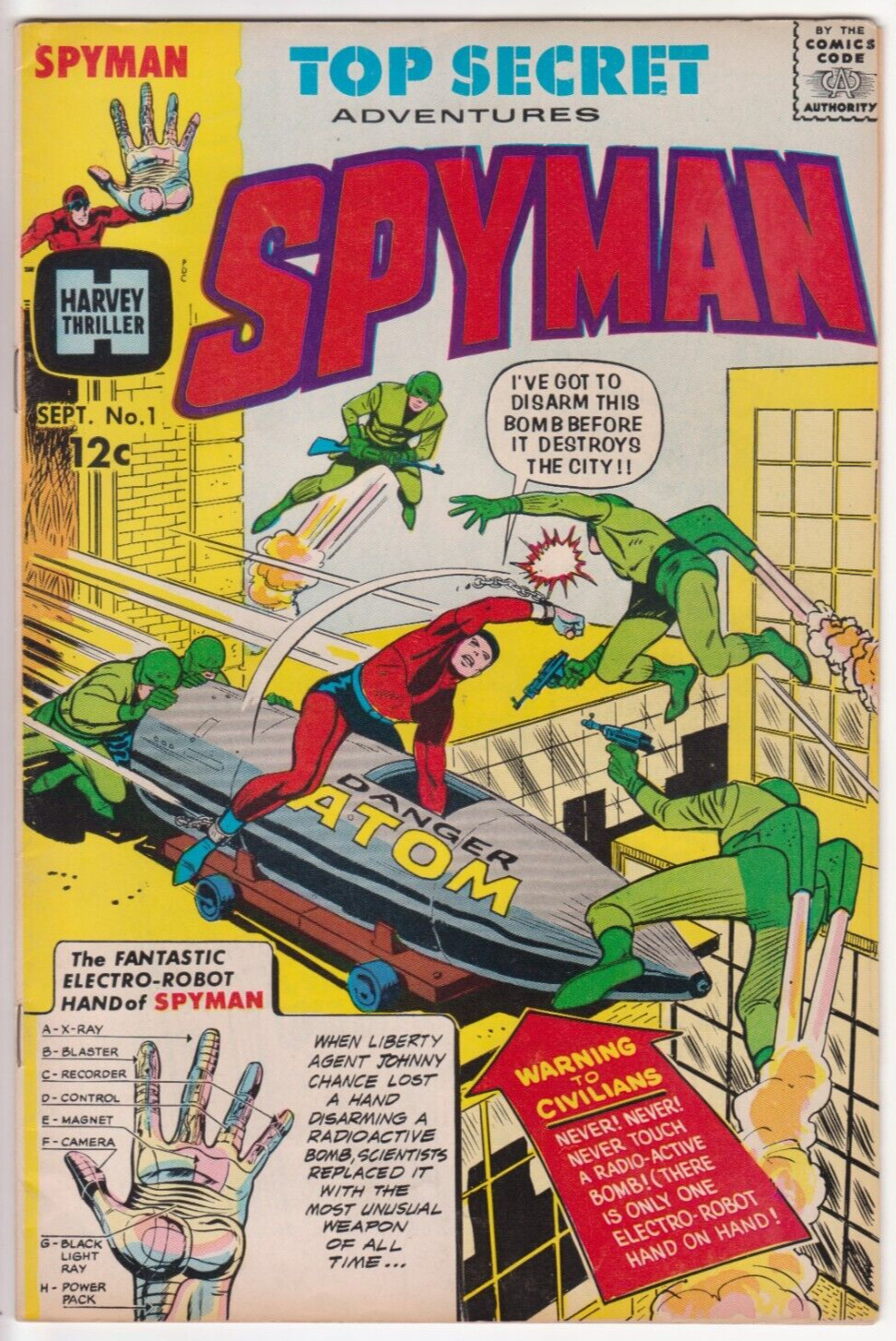 Spyman #1, Harvey Comics 1966 VF- 7.5 1st Jim Steranko Comic