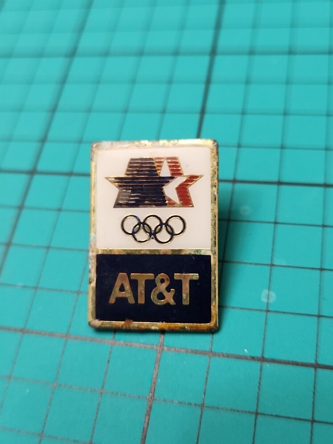 Vtg 1984 AT&T Olympics 1984 Gold Tone Lapel Pin Hat Pin