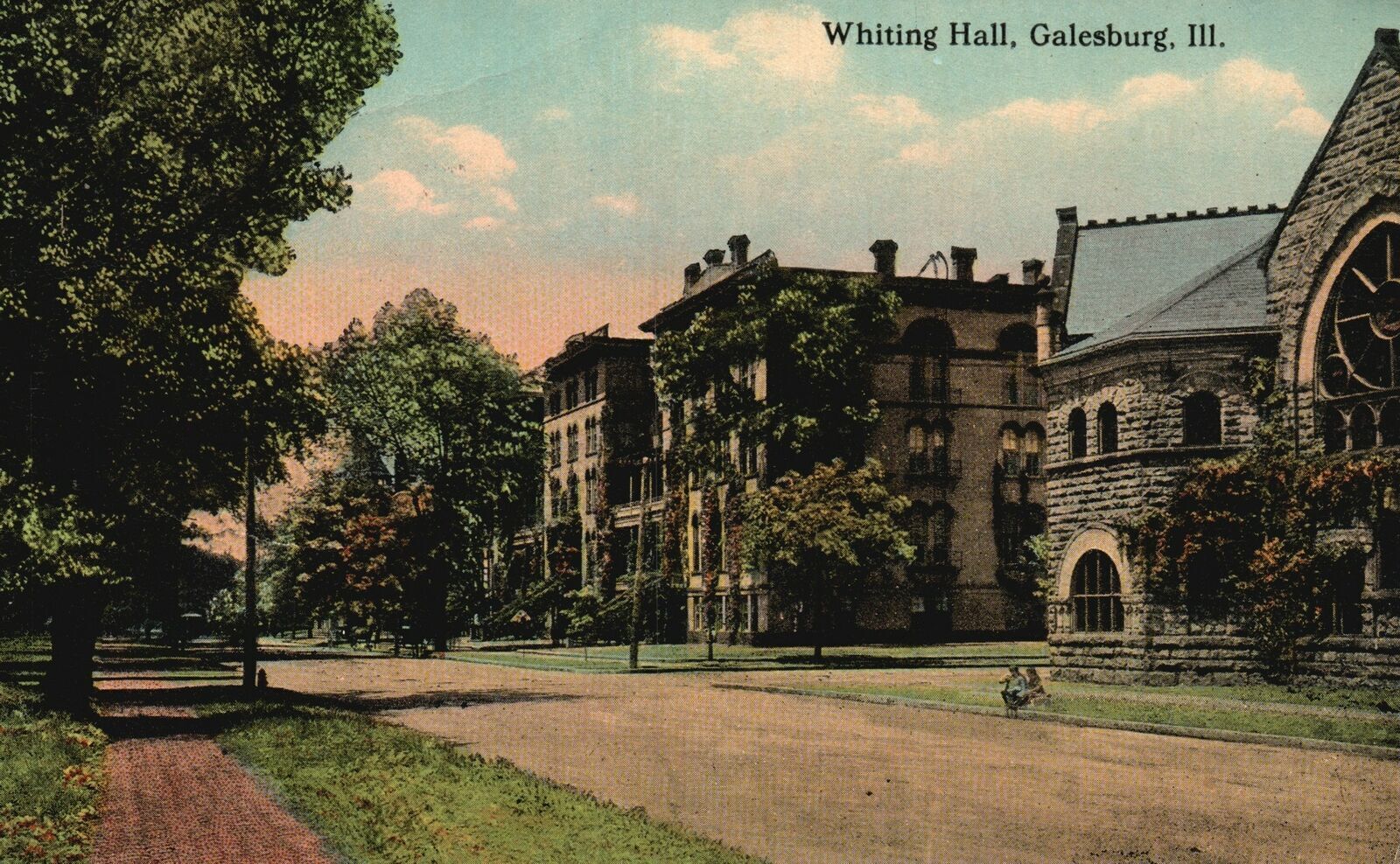 Galesburg IL-Illinois Whiting Hall Historical Landmark School Vintage Postcard