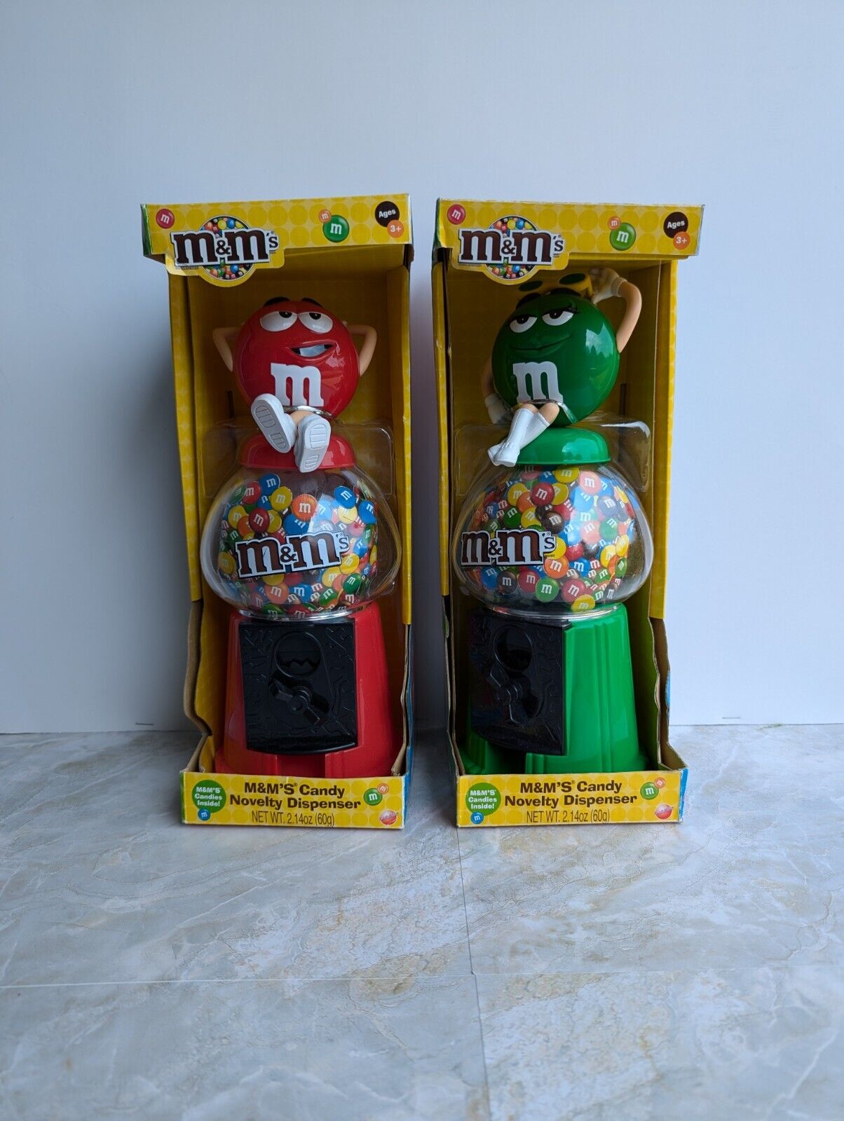 M&Ms Ms. Green & Red Novelty Candy Dispenser Coin Bank Gumball Machine 2008 NEW