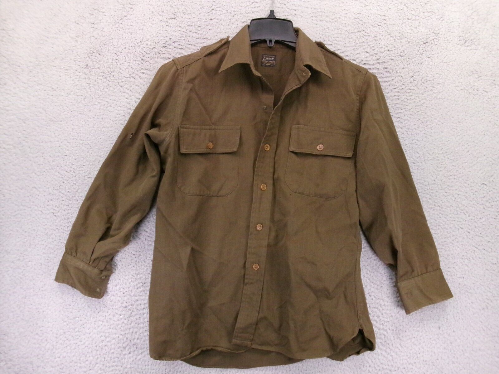 Vintage 50s 60s Elbeco Officer's Shirt Mens Medium Green Army Military Law